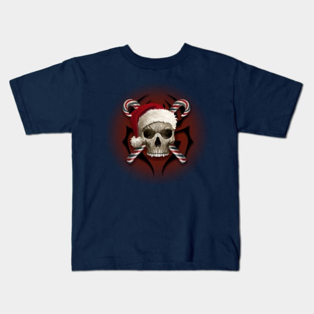 Christmas Skull Kids T-Shirt by Mystik Media LLC